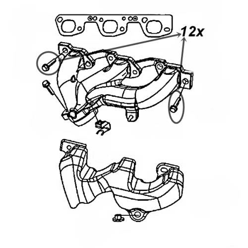 Jeep Wrangler JK 3,8 ltr. Set Krümmerschrauben vom Abgaskrümmer zum Motor Bj. 07-11