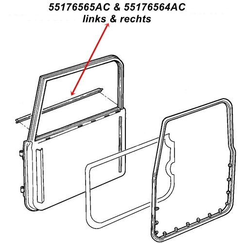 Jeep Wrangler TJ 2er Set Abstreifer Schachtleiste Dichtung Tür vorne außen 96-06