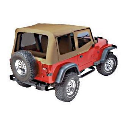 Jeep Wrangler YJ Verdeck Ersatz Verdeckhülle klare Scheiben und Aufsteckfenster Spice Pavement Ends 87-95