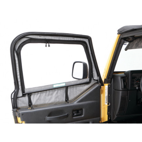 Jeep Wrangler TJ Set Aufsteckfenster klar für Original Halbtüren und Verdeck Schwarz Denim Bestop 97-06