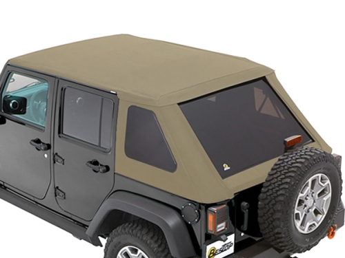 Jeep Wrangler JK 4-türer Trektop NX Plus Softtop Verdeck Pebble Beige Twill Textil 3-lagig Bestop 07-18