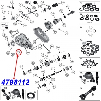 Jeep Cherokee XJ Simmerring Ausgang vorne NP231 Verteilergetriebe 96-01