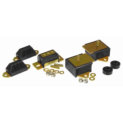 Jeep CJ 4,2 ltr. Polyurethan Motorgummi & Getriebegummi Set mit Achsanschlägen schwarz Prothane 76-86