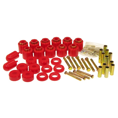 Jeep Wrangler TJ Bodyauflage Karosserieauflage Set Auflage Karosserie Höherlegung 1" rot Prothane 96-06