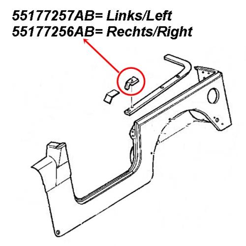 Jeep Wrangler TJ Dichtung Dichtungsecke Seitenteil links zur Tür Bj. 96-06