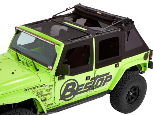 Jeep Wrangler JK auziehbarer Sonnenschutz Rollo Bikini Top für Softtop Mesh Bestop 07-18