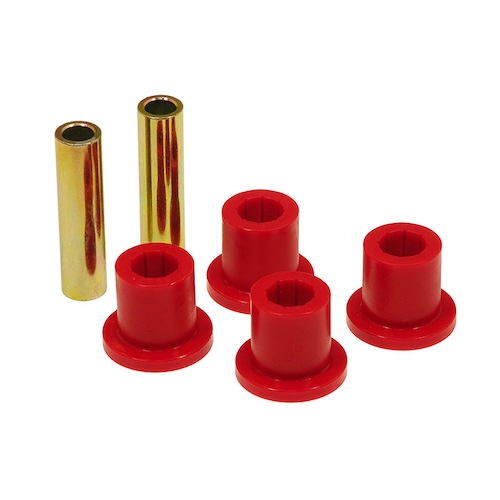 Jeep Wrangler YJ Polyurethan Schäkelbuchsen Set für ein Federgehänge Blattfeder hinten rot Prothane 87-95