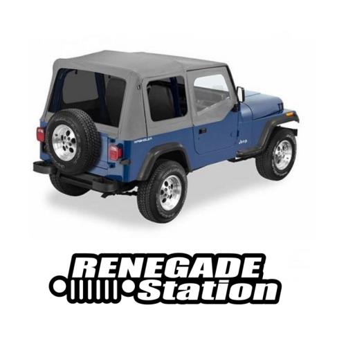 Jeep Wrangler YJ Verdeck Ersatz Verdeckhülle inkl. Aufsteckfenster mit getönten Scheiben Grau Denim 87-95