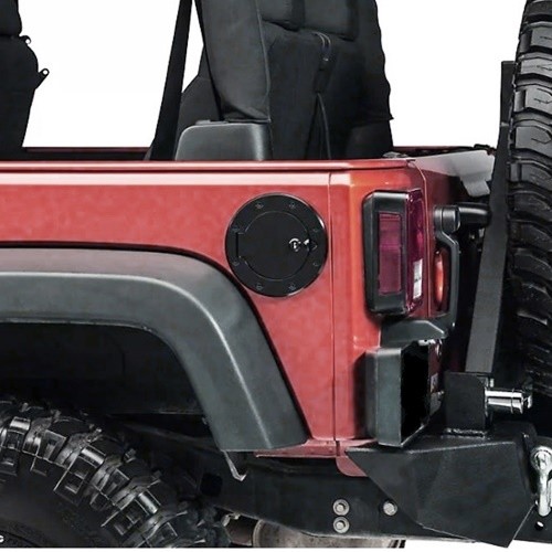 Jeep Wrangler JK Tankdeckel Tankblende Tankeinfüllstutzen abschliessbar Aluminium schwarz 07-18