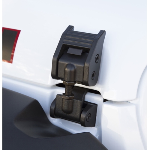 Jeep Wrangler JL & Gladiator JT Haubenhalter Set Haubenhaken schwarz texturiert Aluminium verstellbar 18-