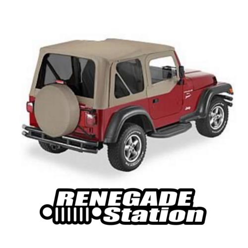 Jeep Wrangler TJ Ersatzverdeck Softtop mit getönten Steckfenster Dark Tan Denim Sailcloth Bestop 97-02