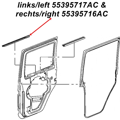 Jeep Wrangler JK 4türer 2er Set Abstreifer Schachtleiste Tür hinten außen 07-18