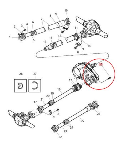 Jeep Cherokee XJ Schraube Kardanwelle Doppelkreuzgelenk Kardanflansch vorne Mopar 91-01