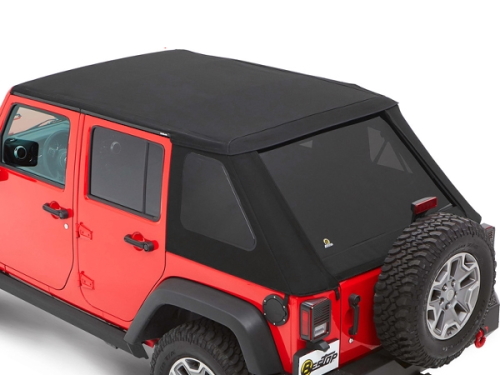 Jeep Wrangler JK 4-türer Trektop NX Plus Softtop Verdeck schwarz Twill Textil 3-lagig Bestop 07-18