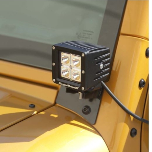Jeep Wrangler JK zwei LED Zusatz Scheinwerfer inkl. Halter am Scheibenrahmen 07-18