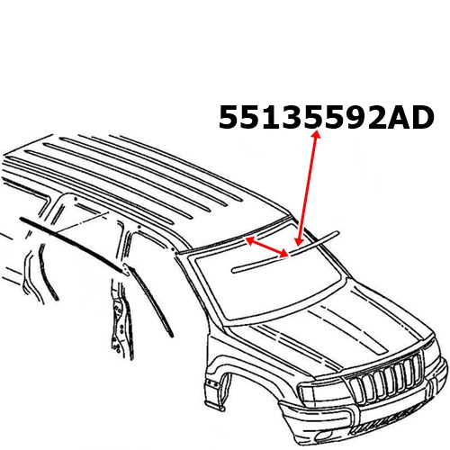Jeep Grand Cherokee WJ WG Leiste Zierleiste oben Frontscheibe Windschutzscheibe 99-04