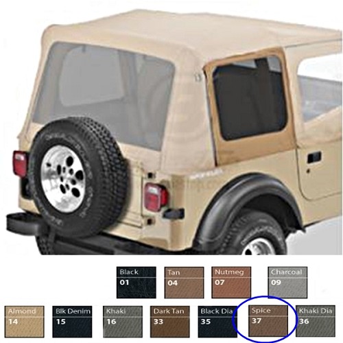 Jeep Wrangler YJ Set Scheiben getönt für Orginal Verdeck Spice Denim Bestop 88-95
