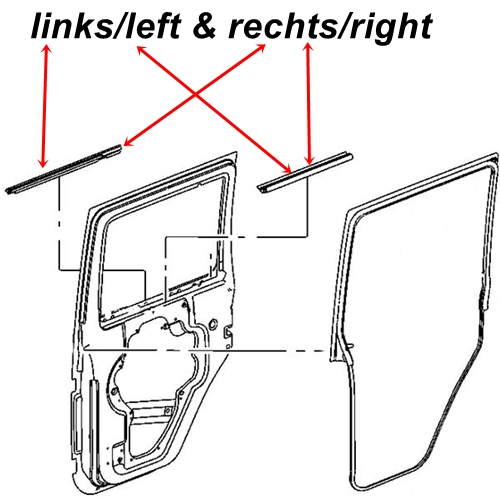 Jeep Wrangler JK 4türer 4er Set Abstreifer Schachtleiste Tür hinten innen & außen 07-18
