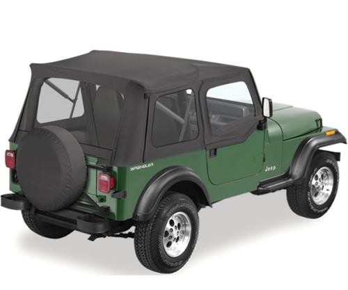 Jeep Wrangler YJ Supertop Softtop Verdeck inkl. Aufsteckfenster für Stahl Halbtüren Black Denim Bestop 88-95