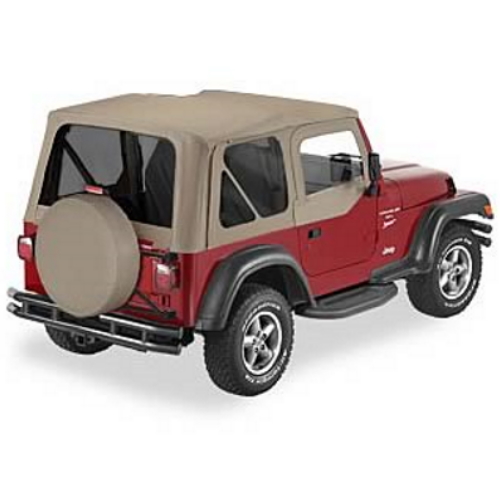 Jeep Wrangler TJ Ersatzverdeck Softtop mit getönten Steckfenster Dark Tan Denim Sailcloth Bestop 97-02