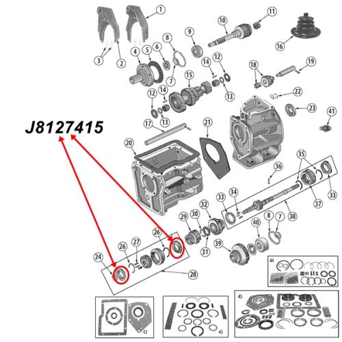 Jeep CJ Synchronring Sicherungsring Set für 5. Gang T5 Schaltgetriebe 82-86
