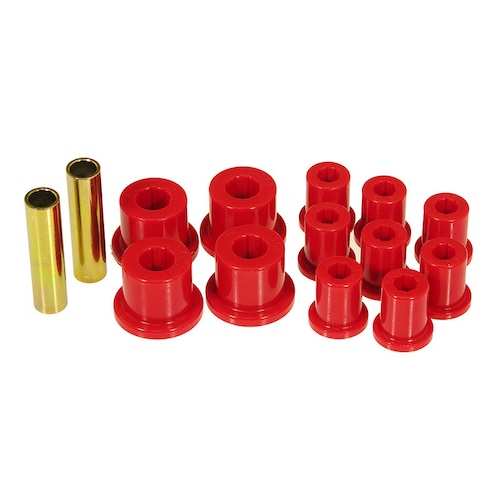 Jeep CJ Polyurethan Blattfederbuchsen Federbuchsen Schäkelbuchsen Set Blattfedern hinten rot Prothane 76-86