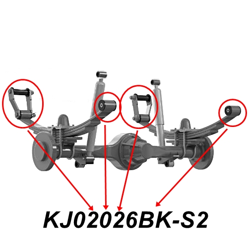 Jeep Cherokee XJ Polyurethan Blattfederbuchsen Federbuchsen Schäkelbuchsen Set abschmierbar Blattfedern hinten schwarz Daystar 84-01