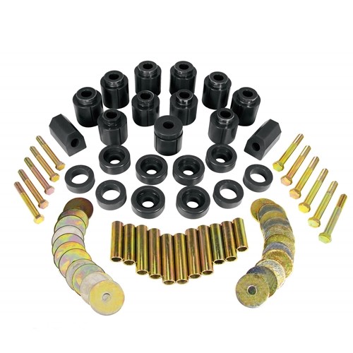 Jeep Wrangler YJ Bodyauflage Karosserieauflage Set Auflage Karosserie Höherlegung 1" schwarz Prothane 87-95