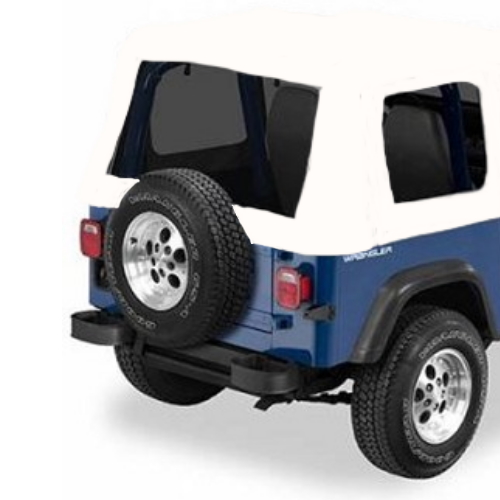 Jeep Wrangler YJ Verdeck Ersatz Verdeckhülle inkl. Aufsteckfenster mit getönten Scheiben White Denim 87-95