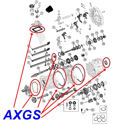 Jeep Wrangler TJ Dichtungs & Simmerring Set AX5 Schaltgetriebe Bj. 96-02