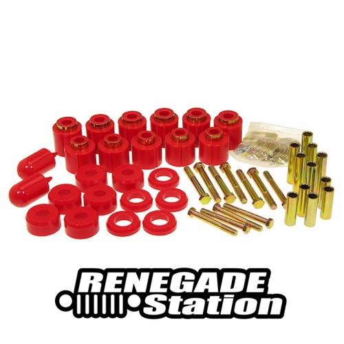 Jeep Wrangler TJ Bodyauflage Karosserieauflage Set Auflage Karosserie Höherlegung 1" rot Prothane 96-06