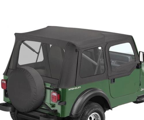Jeep Wrangler YJ Supertop Softtop Verdeck inkl. Aufsteckfenster für Stahl Halbtüren Black Denim Bestop 88-95