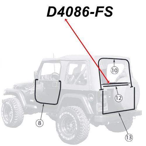 Jeep Wrangler TJ Kunststoffhalter Schiene Halter für untere Heckscheibendichtung Hardtop Modell 96-06