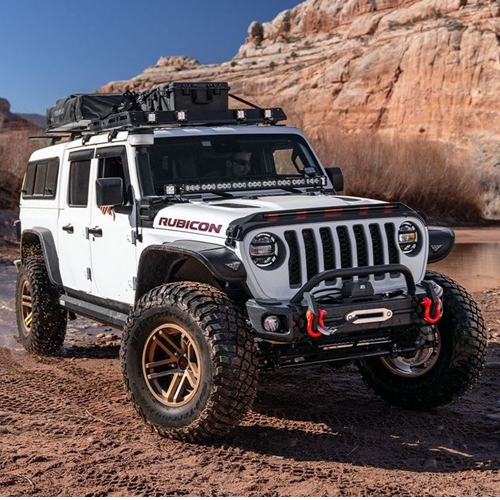 Jeep Wrangler JK Aeroskin Windabweiser Steinschlagschutz Insektenschutz mit LED Leiste Motorhaube Husky Liners 07-18