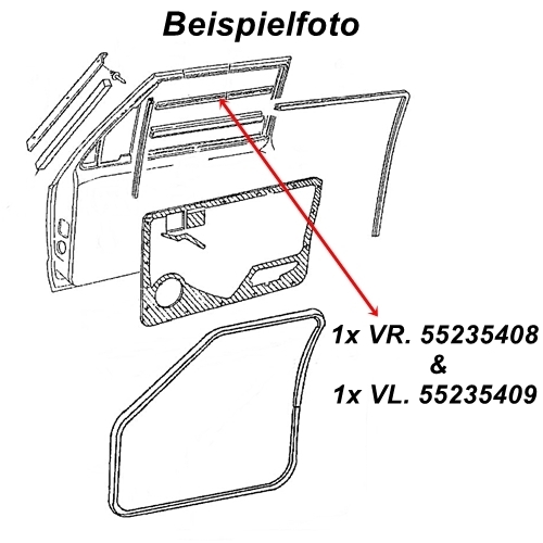 Jeep Cherokee XJ 4türer 2er Set Abstreifer Dichtung Tür außen vorne links & rechts 84-96