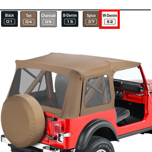 Jeep CJ7 Verdeck Ersatzplane ohne Gestänge White Denim 76-86