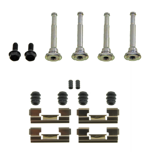 Jeep Commander XH XK Schrauben & Buchsen Satz inkl. Manschetten, Gleitschienen, Anti Ratter Clip Bremssattel vorne 06-10
