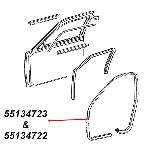 Jeep Grand Cherokee ZJ ZG 2er Set Türdichtung Tür vorne Dichtung an der Karosserie 93-98