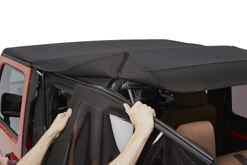 Jeep Wrangler JK 2türer Trektop NX Glide Verdeck Softtop Schwarz Twill Textil 3-lagig Bestop 07-18