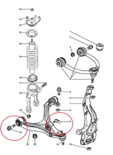 Jeep Commander XH XK Schraube Querlenker vorne unten am Schemel 06-10