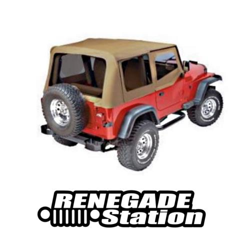 Jeep Wrangler YJ Verdeck Ersatz Verdeckhülle klare Scheiben und Aufsteckfenster Spice Pavement Ends 87-95