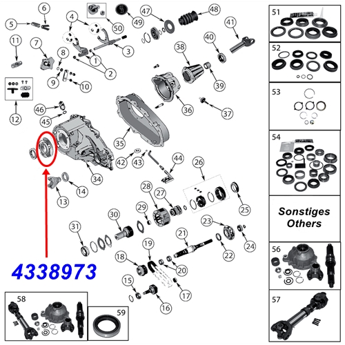 Jeep Cherokee Liberty KJ Simmerring Ausgang Verteilergetrieb