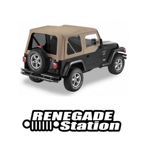 Jeep Wrangler TJ Verdeck Ersatz Verdeckhülle getönt incl. Aufsteckfenster für Orginal Verdeck Dark Tan Denim Bestop 96-06