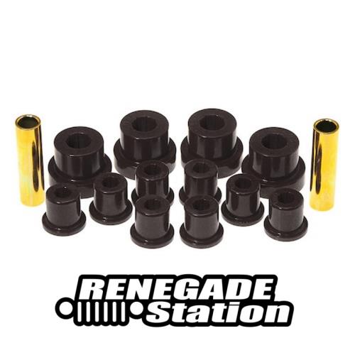 Jeep CJ Polyurethan Blattfederbuchsen Federbuchsen Schäkelbuchsen Set Blattfedern vorne schwarz Prothane 76-86