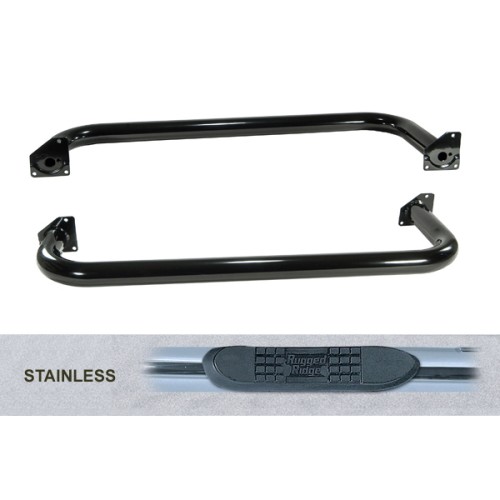 Jeep Wrangler YJ Schwellerrohre Flankenschutz Edelstahl Ø 3"  Bj. 87-95