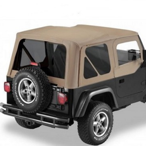 Jeep Wrangler TJ Verdeck Ersatz Verdeckhülle getönt incl. Aufsteckfenster für Orginal Verdeck Dark Tan Denim Bestop 96-06