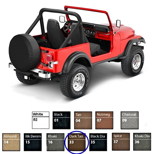Jeep CJ Wrangler YJ TJ JK Radhülle Reserveradhülle Ersatzradhülle Ersatzradabdeckung Dark Tan Denim 28" x 8" Bestop 55-18
