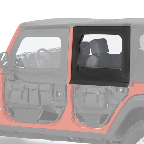 Jeep Wrangler JK 4-türer Set hintere Aufsteckfenster für High Rock Element Halbtüren Black Twill Textil 3-lagig 07-18