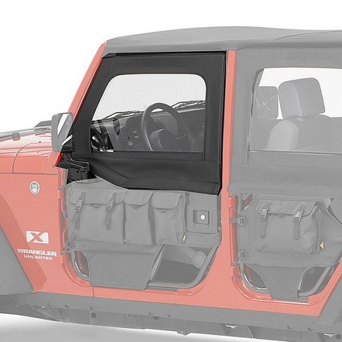 Jeep Wrangler JK Set vordere Aufsteckfenster für High Rock Element Halbtüren Black Twill Textil 3-lagig 07-18