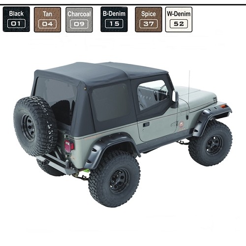 Jeep Wrangler YJ Ersatzverdeck inkl. Aufsteckfenster für Orginal Verdeck Hülle Black Denim Bestop 87-95